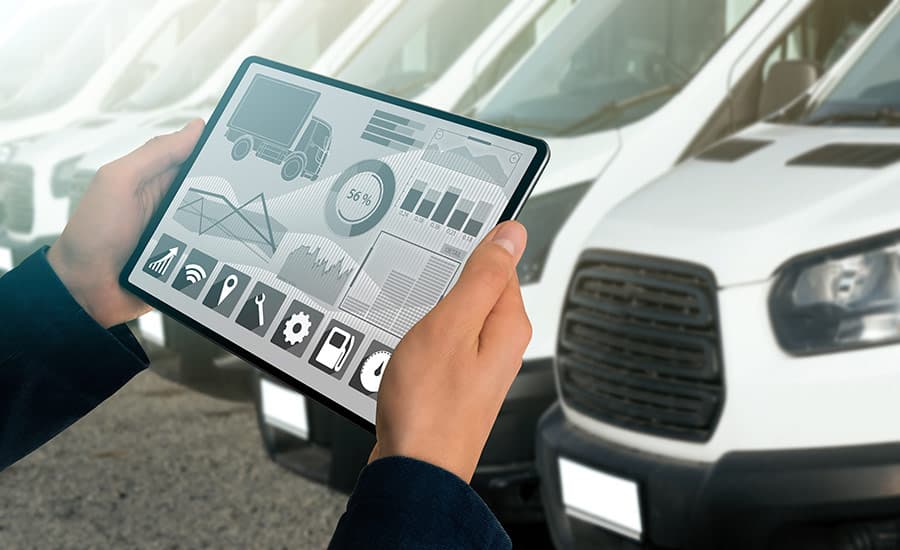 Driver using laptop in vehicle